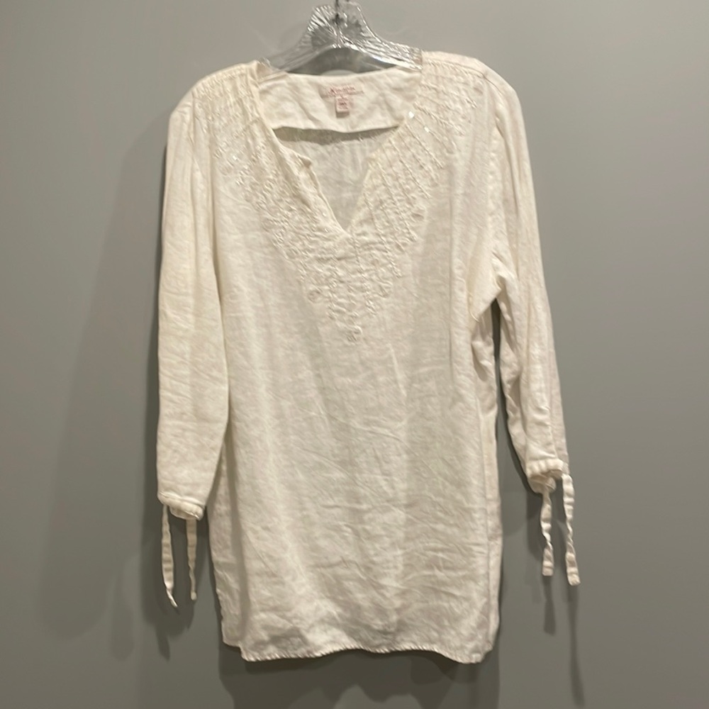 JM collection 100% linen beach, cover-up size 12.